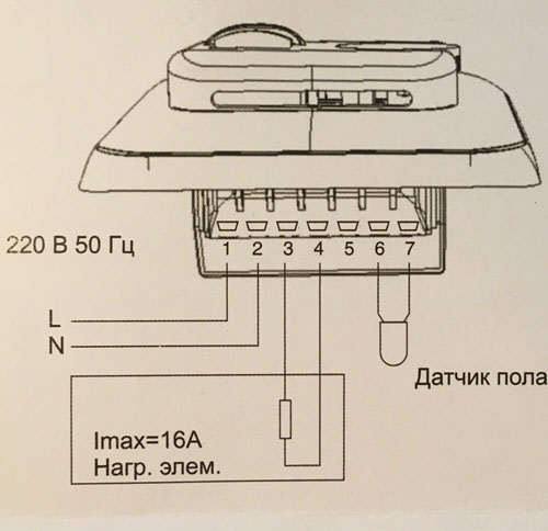 Схема подключения терморегулятора Grand Meyer MST-1
